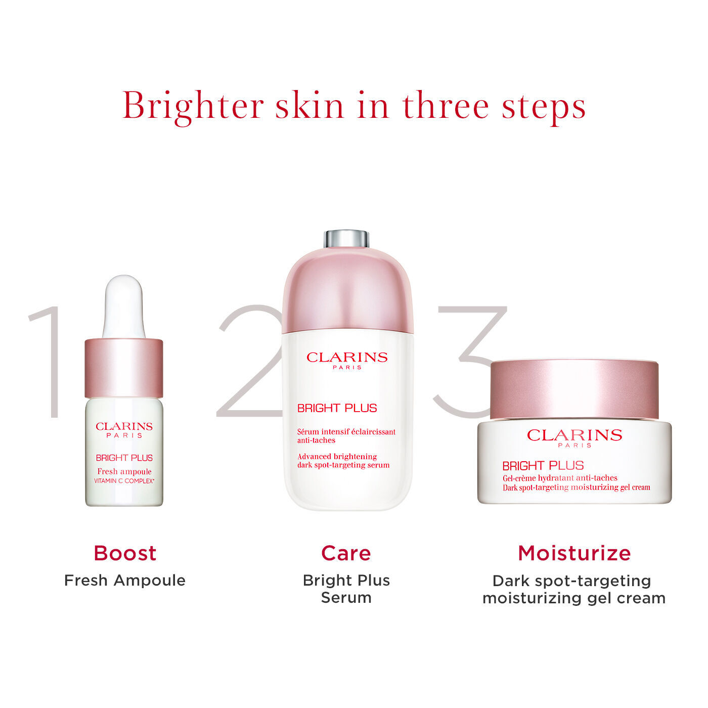 CLARINS BRIGHT PLUS セット 200ml + 100ml Bright Plus Fresh Ampoule | CLARINS®