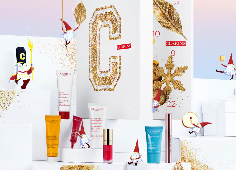 Opened 24-boxes advent calendar with some included products