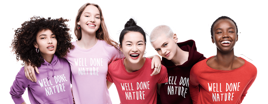 Models surrounded by ingredients