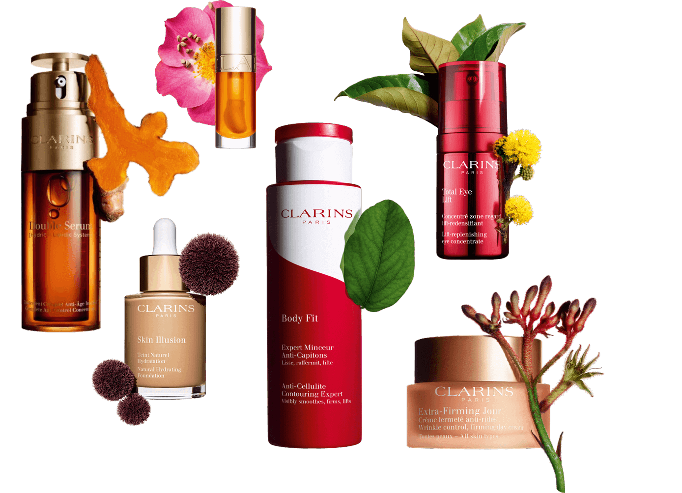 Double serum, Lip oil, Body fit, Total Eye lift, Extra firming Jour, Total illusion