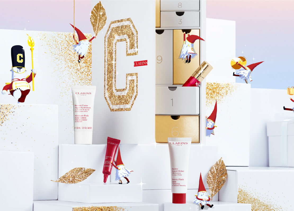 Opened 12-boxes advent calendar with some included products